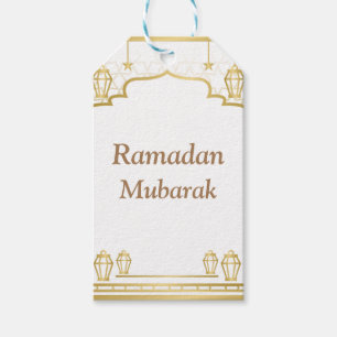 Ramadan Kareem Typography Islamic Crescent Text Presentetikett