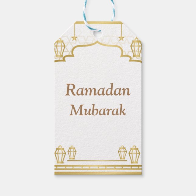 Ramadan Kareem Typography Islamic Crescent Text Presentetikett (Framsidan)