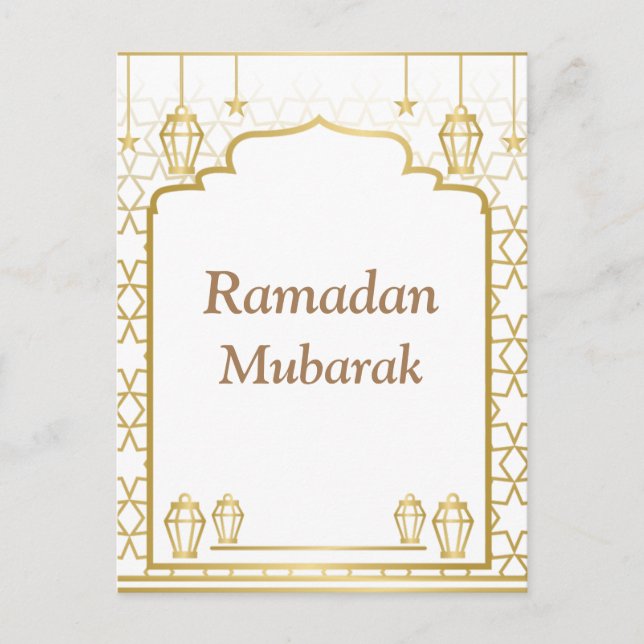 Ramadan Kareem Typography Islamic Crescent Text Vykort (Framsida)