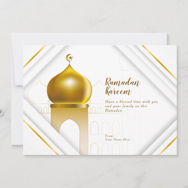 Ramadan Kareem | Vit modern ram gratulationskort Inbjudningar (Framsida)