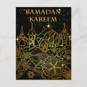 Ramadan Kareem vykort guld på svart