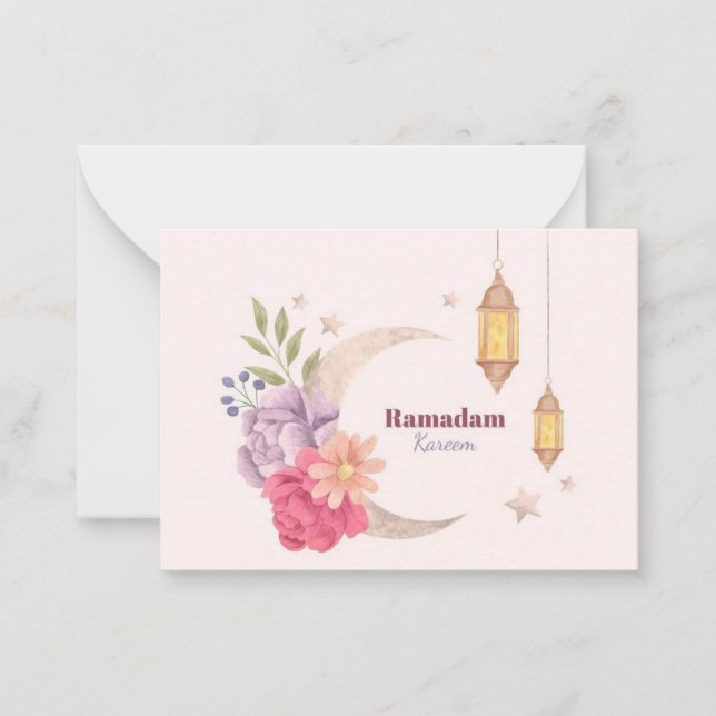 Ramadan Kareem Watercolor Anteckningskort (Framsida)