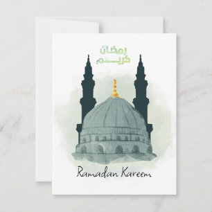 Ramadan Kareem Watercolor Modina Munawara Hälsning Julkort