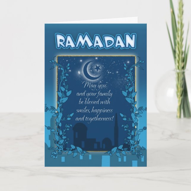 Ramadan kortblått kort (Framsida)