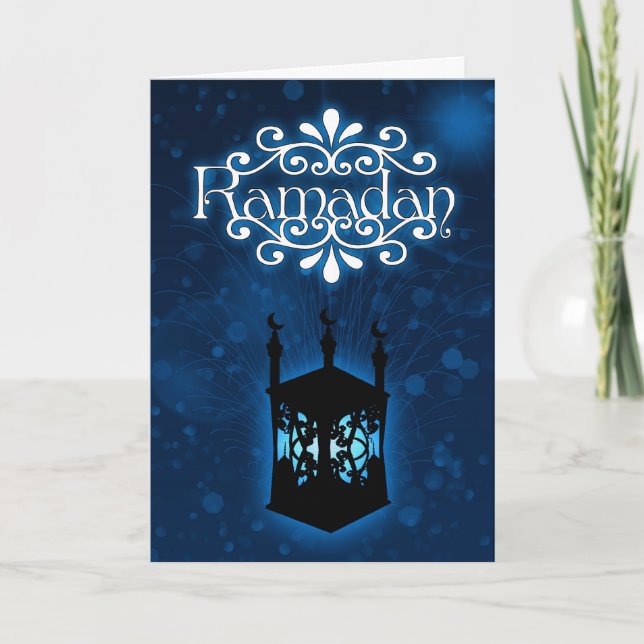 ramadan kortblått med lampan kort (Framsida)