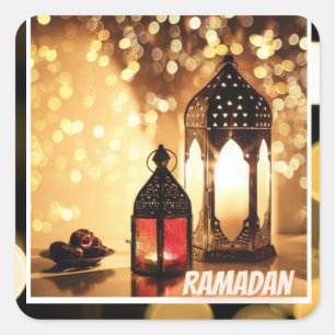 Ramadan lantern. fyrkantigt klistermärke