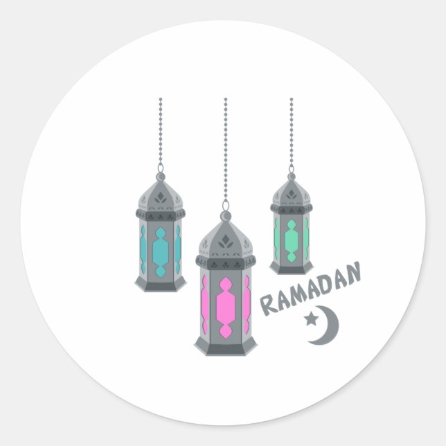 Ramadan Lanternor Runt Klistermärke (Framsida)