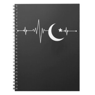 Ramadan Måne Islam Heartslag Crescent Muslim Anteckningsbok