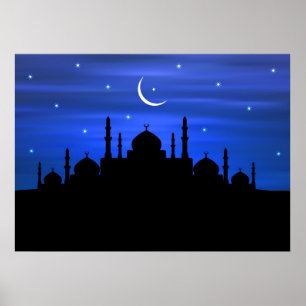 Ramadan måne & moské poster