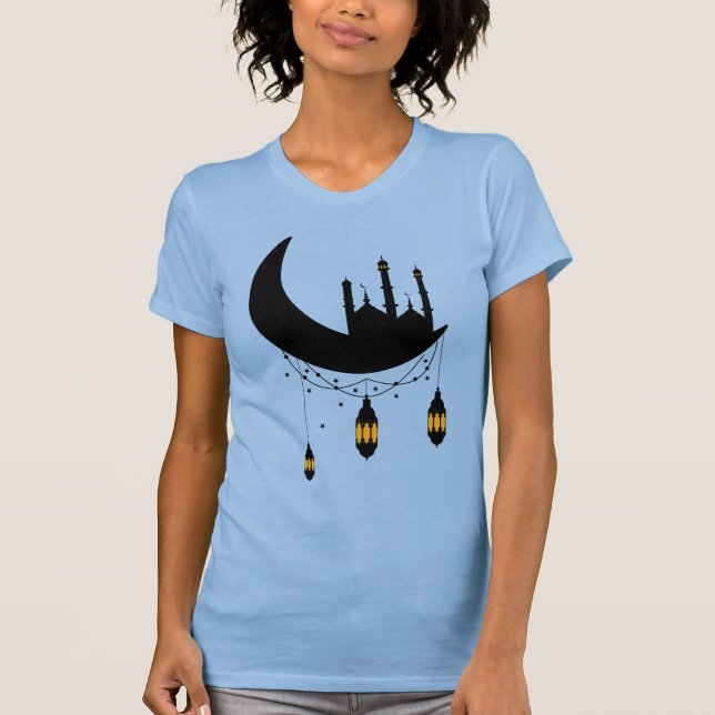 Ramadan Mosque Måne Lanternor T Shirt (Framsida)