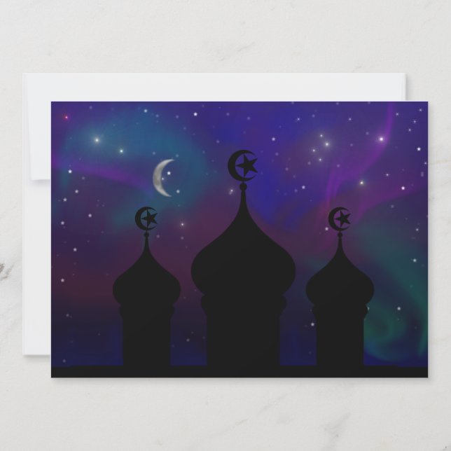 Ramadan Mosque med Magic Night Himlar Inbjudningar (Baksida)