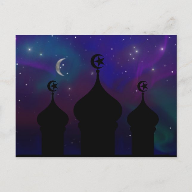 Ramadan Mosque med Magic Night Himlar Vykort (Framsida)