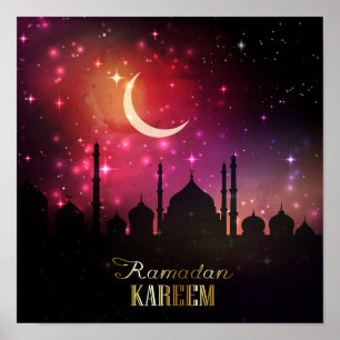 Ramadan Mosque Rosa Sunset Poster