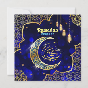 Ramadan Mubarak Arabiska Calligraphy Golden Cresce Julkort