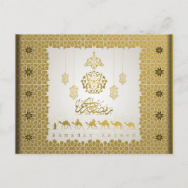 Ramadan Mubarak Arabiska Mönster Calligraphy Guld Helg Vykort