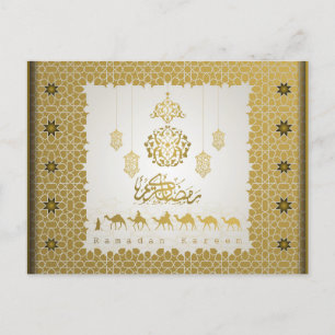 Ramadan Mubarak Arabiska Mönster Calligraphy Guld Helg Vykort