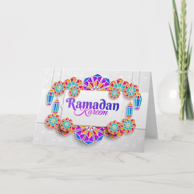 Ramadan Mubarak Colorful Mönster Blommigt Helgkort (Framsida)