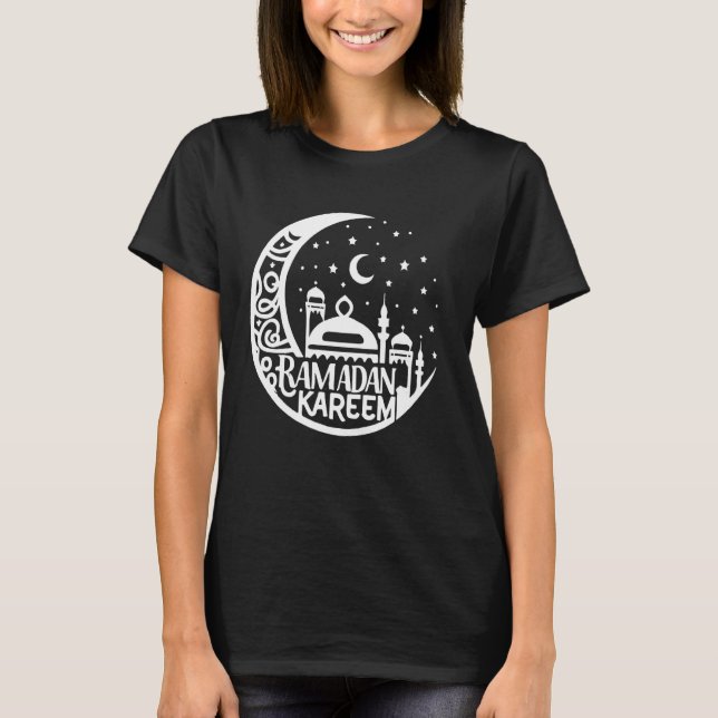 Ramadan Mubarak Crescent Måne & Stars Ramadan Kare T Shirt (Framsida)