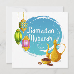 Ramadan Mubarak Färgglada Lyktor, Dadlar & Tekanna Julkort