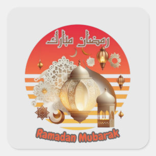 RAMADAN MUBARAK FYRKANTIGT KLISTERMÄRKE