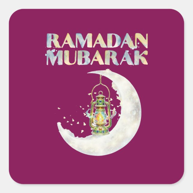 Ramadan Mubarak Fyrkantigt Klistermärke (Framsida)