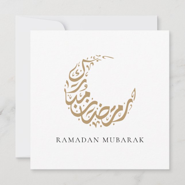 Ramadan Mubarak Guld Halvmåne Kalligrafi Julkort (Framsida)