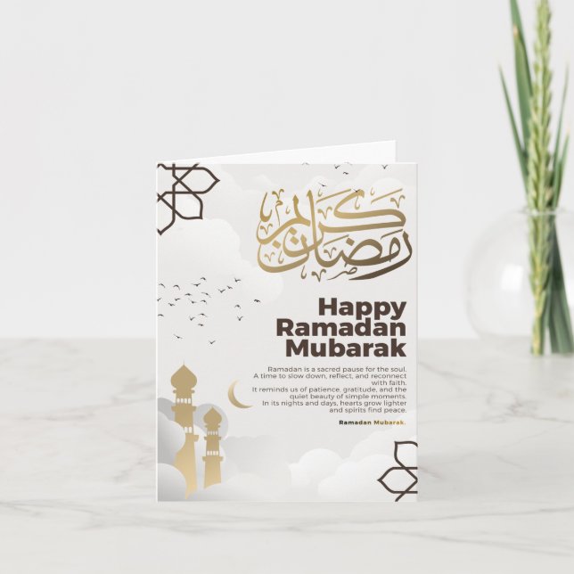 Ramadan Mubarak Guld Kalligrafi Konst Helgkort (Framsida)