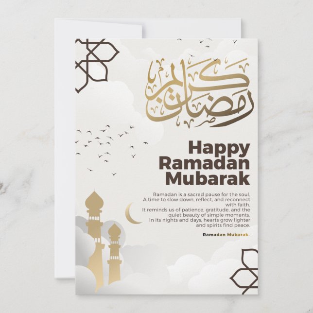 Ramadan Mubarak Gyllene Kalligrafi Konst Julkort (Framsida)