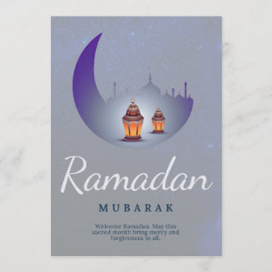 Ramadan Mubarak Halvmåne Lykta Konst Kort