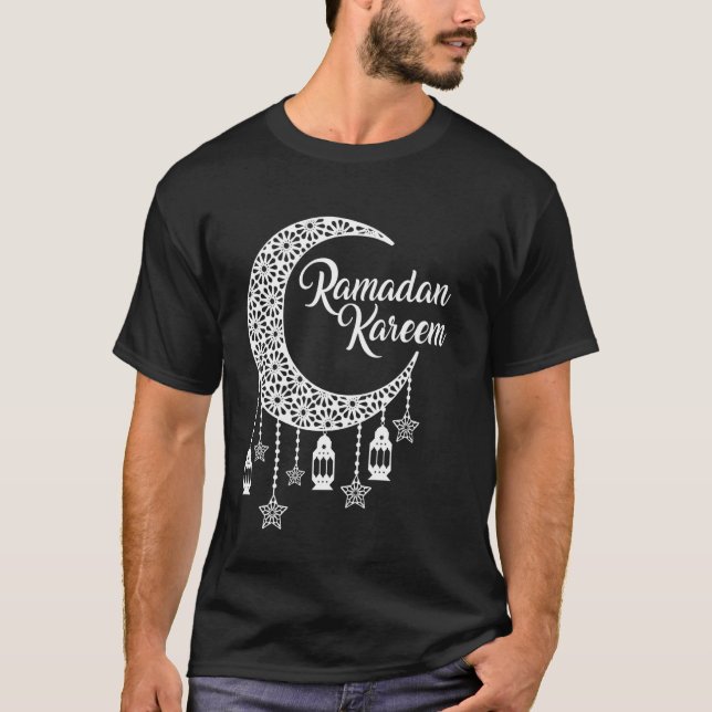 Ramadan Mubarak Halvmåne & Stjärnor Ramadan Kare T Shirt (Framsida)
