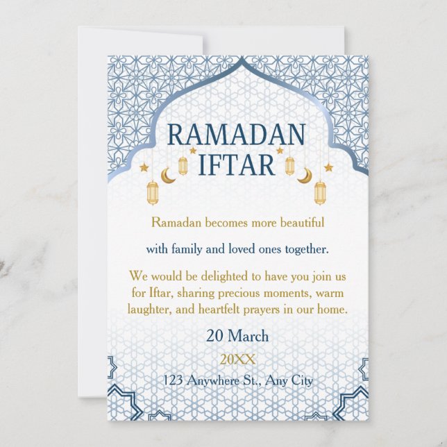 Ramadan Mubarak-inbjudningar – Elegant familje-Ift Inbjudningar (Framsida)