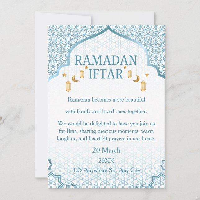 Ramadan Mubarak-inbjudningar – Elegant familje-Ift Inbjudningar (Framsida)