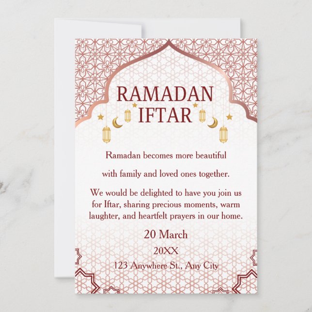 Ramadan Mubarak-inbjudningar – Elegant familje-Ift Inbjudningar (Framsida)
