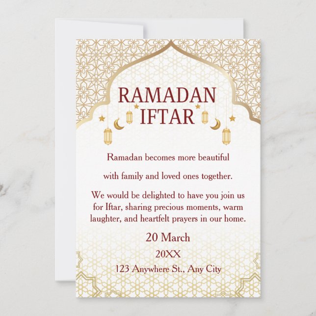 Ramadan Mubarak-inbjudningar – Elegant familje-Ift Inbjudningar (Framsida)