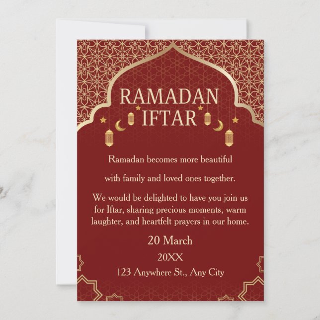 Ramadan Mubarak-inbjudningar – Elegant familje-Ift Inbjudningar (Framsida)