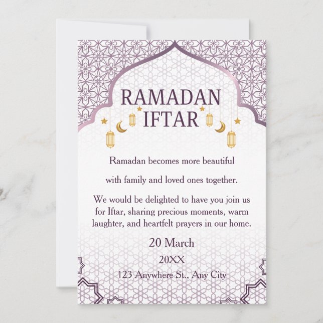 Ramadan Mubarak-inbjudningar – Elegant familje-Ift Inbjudningar (Framsida)
