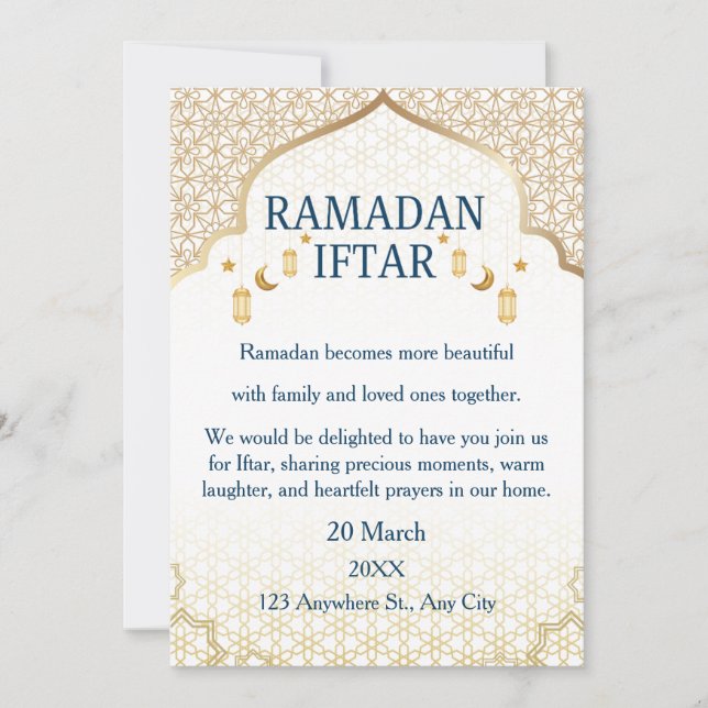 Ramadan Mubarak-inbjudningar – Elegant familje-Ift Inbjudningar (Framsida)