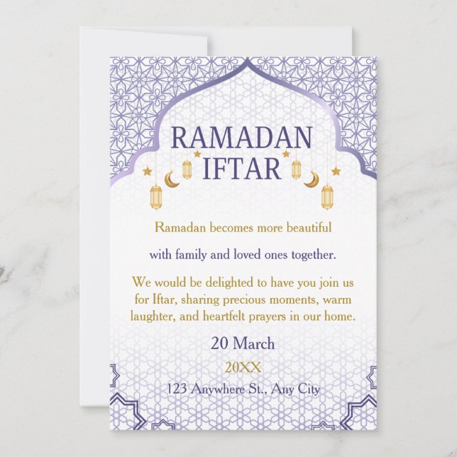 Ramadan Mubarak-inbjudningar – Elegant familje-Ift Inbjudningar (Framsida)
