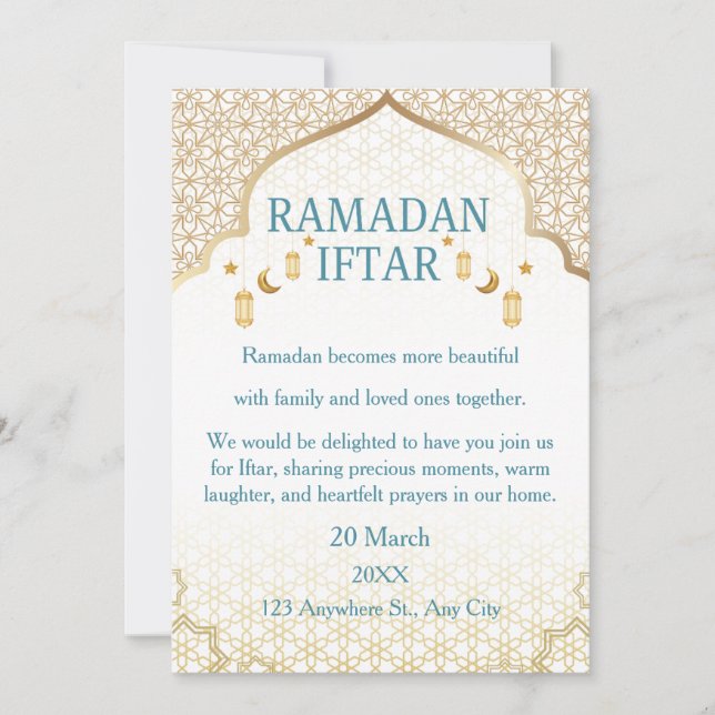 Ramadan Mubarak-inbjudningar – Elegant familje-Ift Inbjudningar (Framsida)
