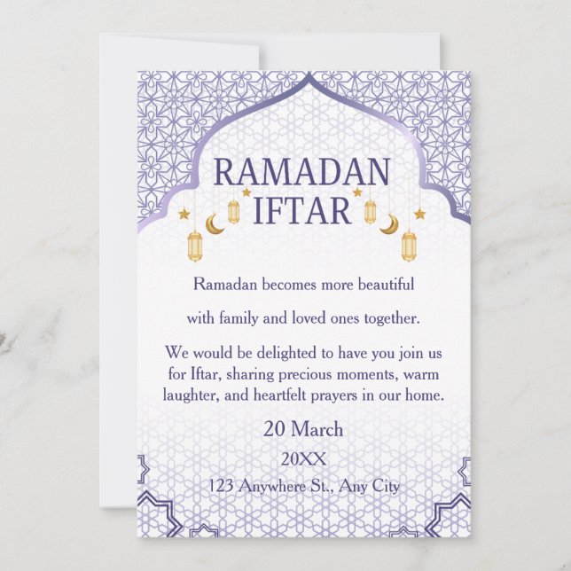 Ramadan Mubarak Invitations – Elegant Family Iftar Inbjudningar (Framsida)