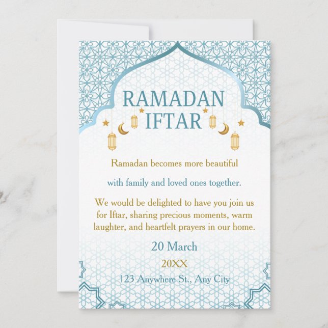 Ramadan Mubarak Invitations – Elegant Family Iftar Inbjudningar (Framsida)