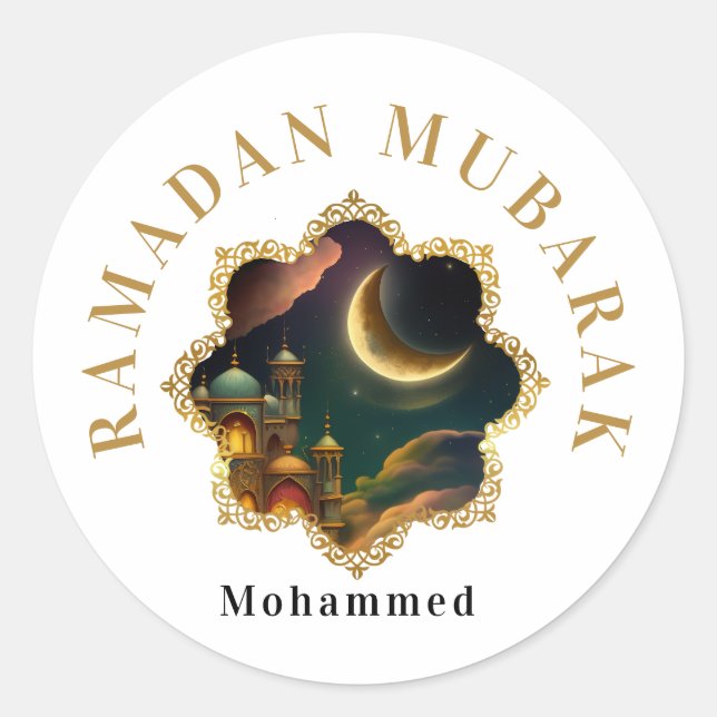 RAMADAN MUBARAK KAREEM 2024 RUNT KLISTERMÄRKE (Framsida)