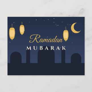 Ramadan Mubarak Lyktor Navy Gold Hälsningskort Vykort