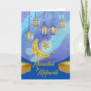 Ramadan Mubarak-lyktor på natten Kort