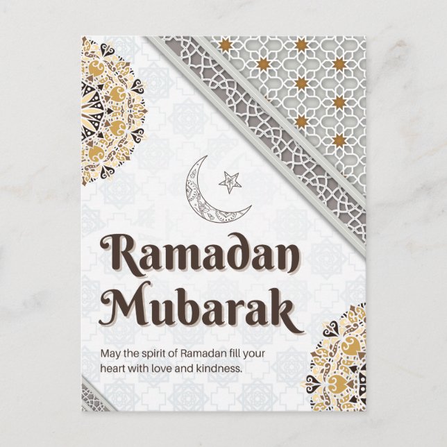 Ramadan Mubarak Mandala Crescent Art Helg Vykort (Framsida)