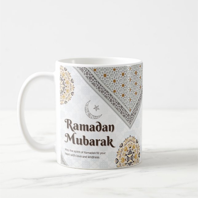 Ramadan Mubarak Mandala Crescent Art Kaffemugg (Vänster)