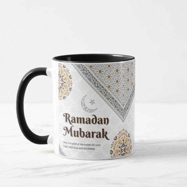 Ramadan Mubarak Mandala Crescent Art Mugg (Vänster)