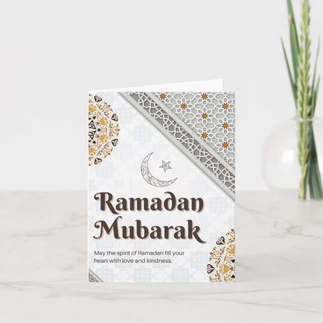 Ramadan Mubarak Mandala Halvmåne Konst Helgkort (Framsida)
