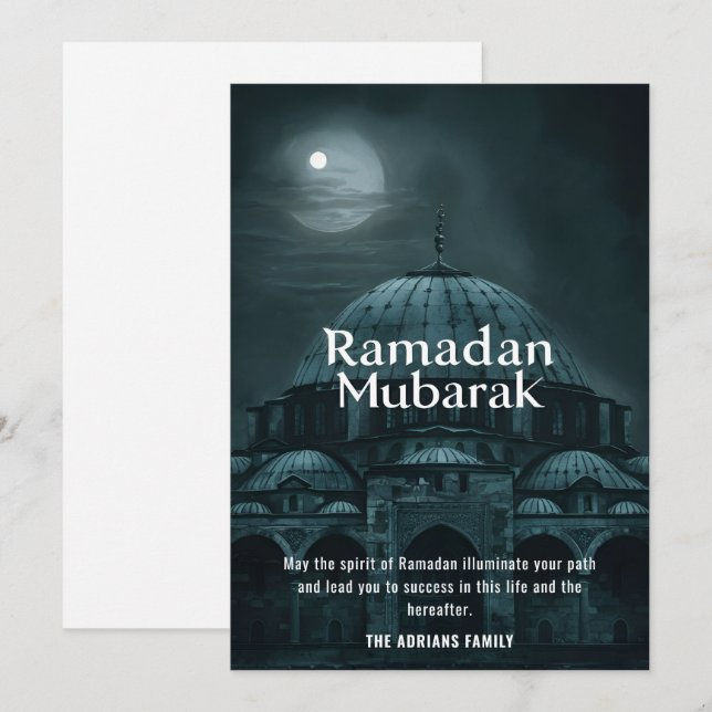 Ramadan Mubarak moské Julkort (Fram/baksida)