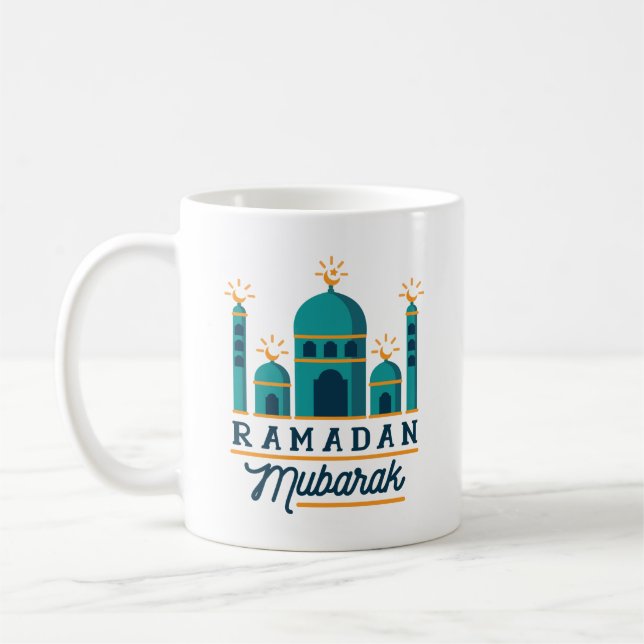 Ramadan Mubarak Mosque Crescent Art Kaffemugg (Vänster)